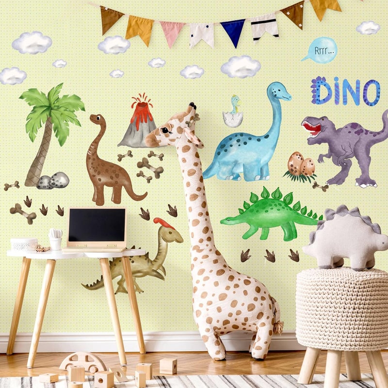 Robmoda Glow in The Dark Dinosaur Wall Decals, 47 PCS Glowing Dino Stickers for Boys Bedroom, Large Luminous Removable Dinosaur Paw Wall Decor for Nursery - Image 4